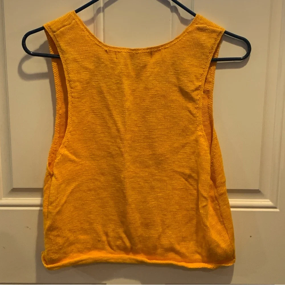 FP Beach Vibrant Gold Orange Boxy Knit Crochet Tank Top Size S/P - Picture 6 of 6